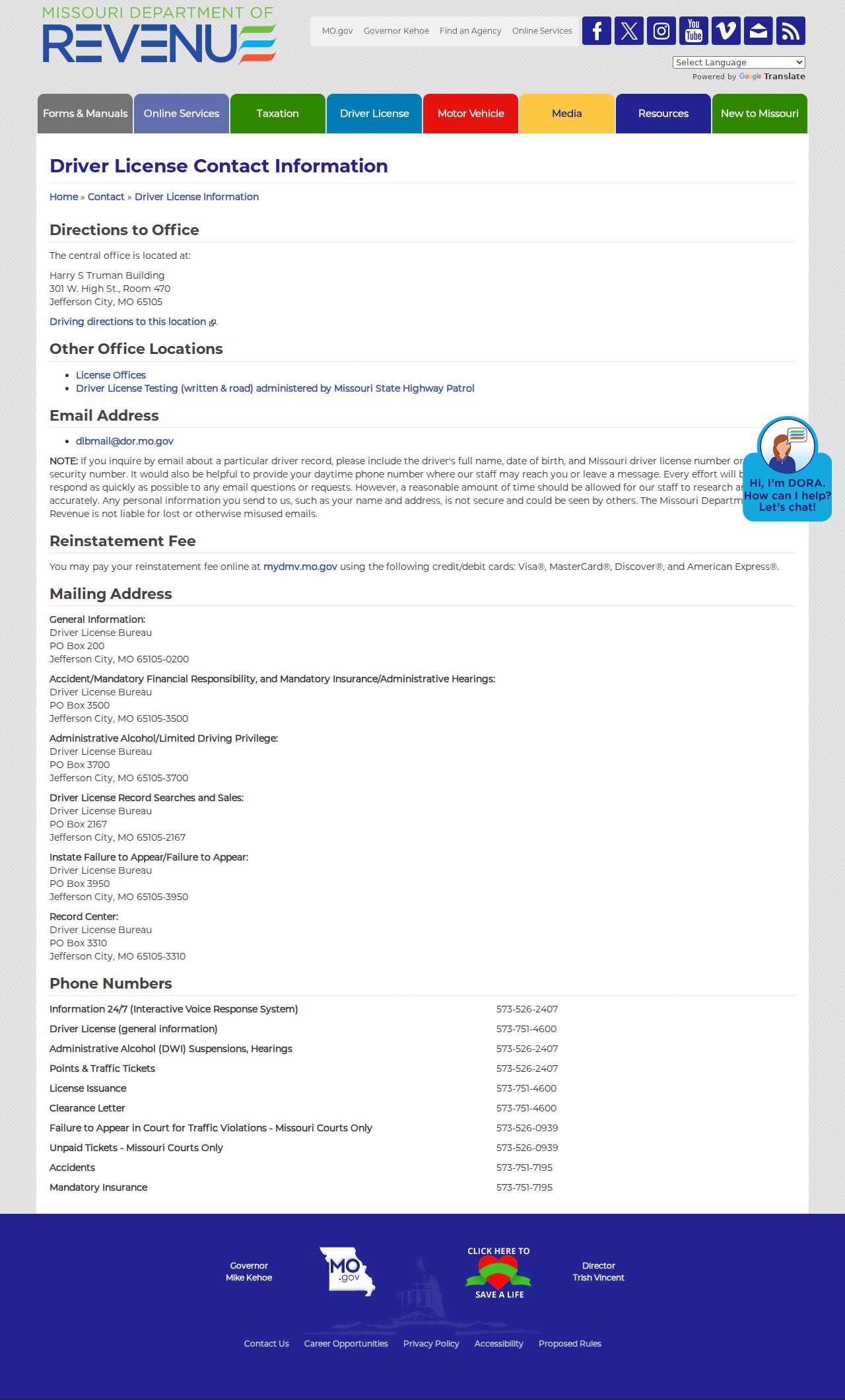 Russellville court docket Missouri driver license contact source
