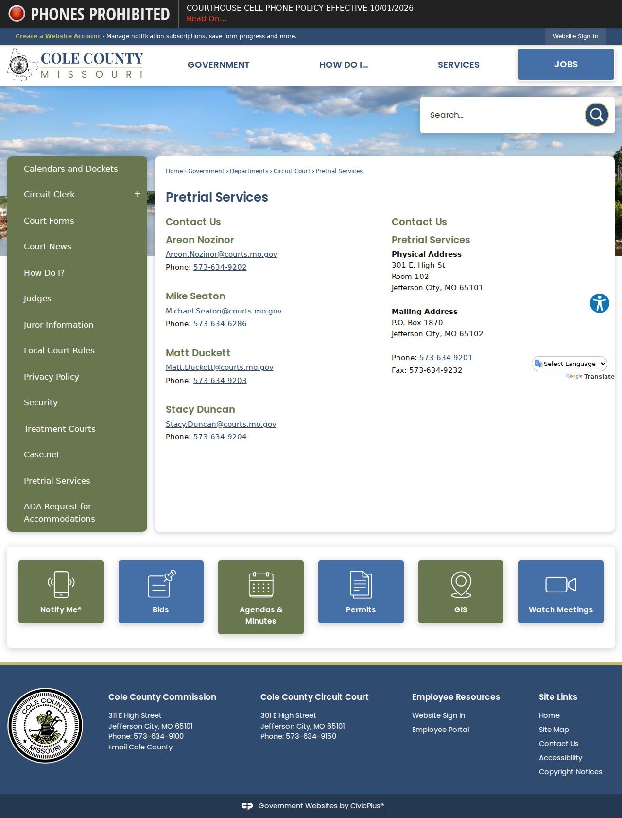 St. Martins court docket Cole County public-service record